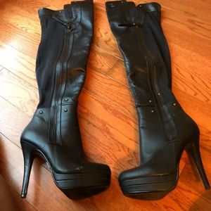 Black thigh high boots